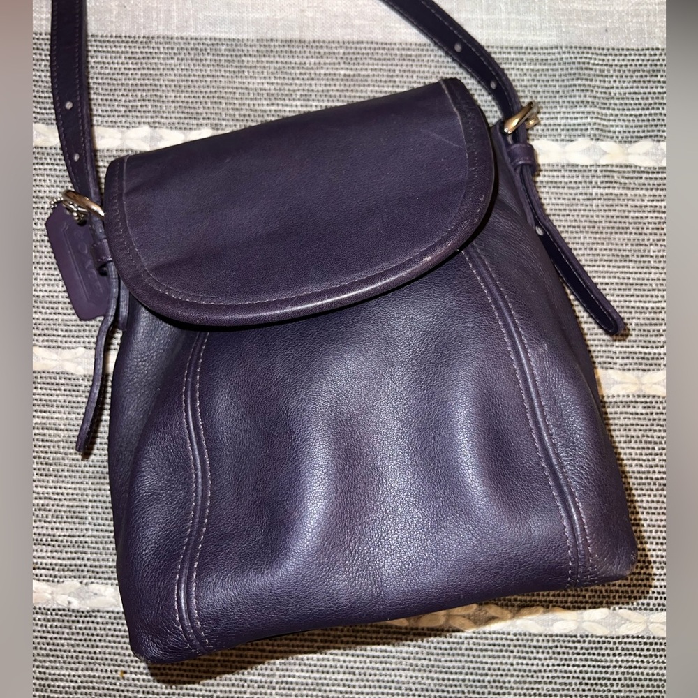 Rare VINTAGE COACH Soho Small Flap Crossbody Ink Lavender Lilac Leather Bag